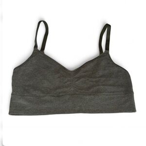 Aerie Medium Cotton Blend Green Sports Bra Runched Front